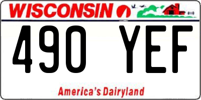 WI license plate 490YEF