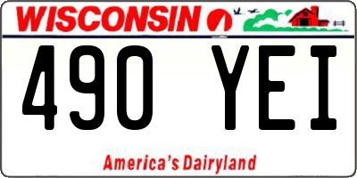 WI license plate 490YEI