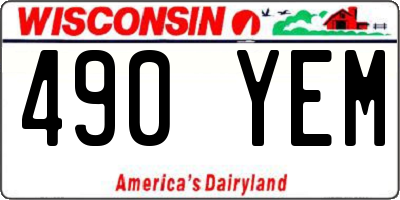 WI license plate 490YEM