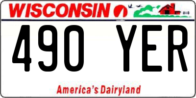 WI license plate 490YER