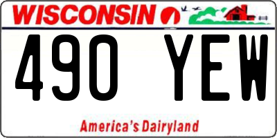 WI license plate 490YEW
