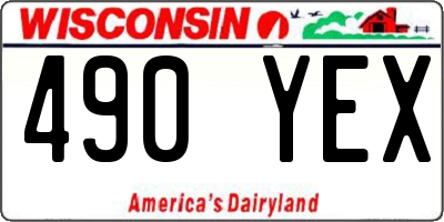WI license plate 490YEX
