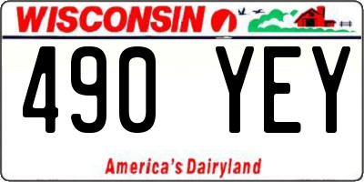 WI license plate 490YEY