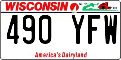 WI license plate 490YFW