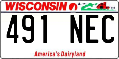 WI license plate 491NEC