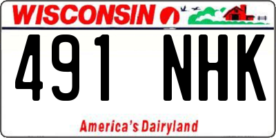 WI license plate 491NHK