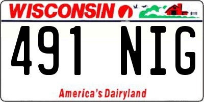 WI license plate 491NIG