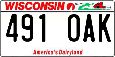 WI license plate 491OAK