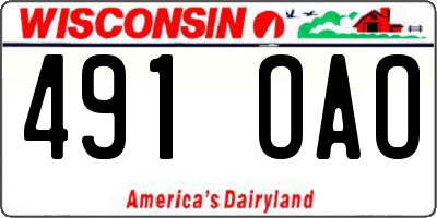 WI license plate 491OAO
