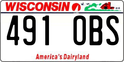 WI license plate 491OBS