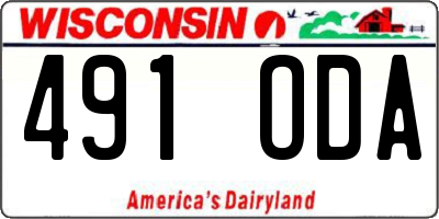 WI license plate 491ODA