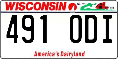 WI license plate 491ODI
