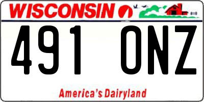 WI license plate 491ONZ