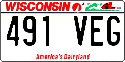 WI license plate 491VEG
