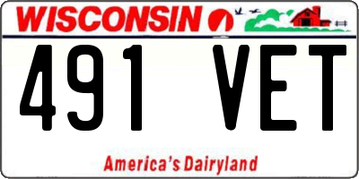WI license plate 491VET