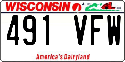 WI license plate 491VFW