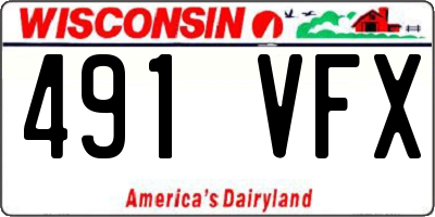 WI license plate 491VFX