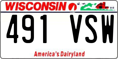 WI license plate 491VSW