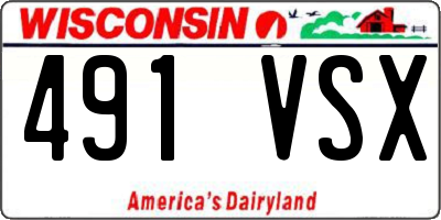 WI license plate 491VSX