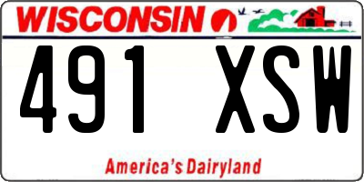 WI license plate 491XSW