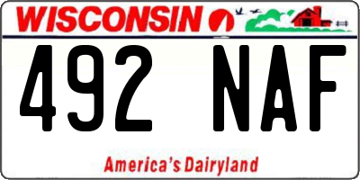 WI license plate 492NAF