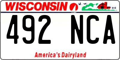 WI license plate 492NCA