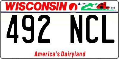 WI license plate 492NCL