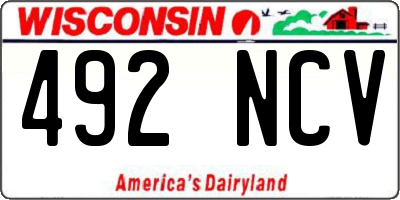 WI license plate 492NCV
