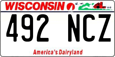 WI license plate 492NCZ
