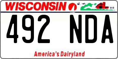 WI license plate 492NDA