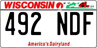 WI license plate 492NDF
