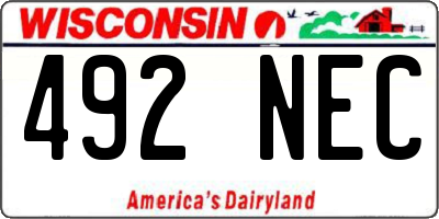 WI license plate 492NEC
