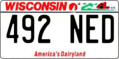 WI license plate 492NED