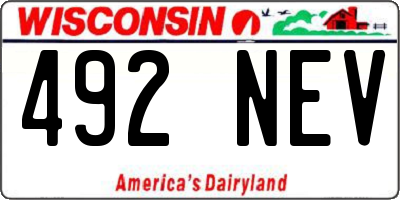 WI license plate 492NEV