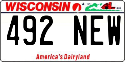 WI license plate 492NEW