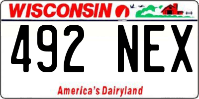 WI license plate 492NEX