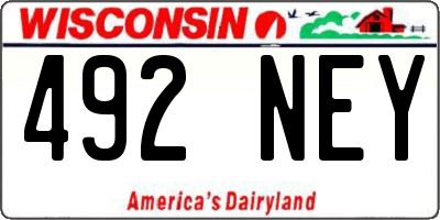 WI license plate 492NEY