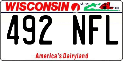 WI license plate 492NFL
