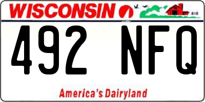 WI license plate 492NFQ