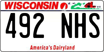 WI license plate 492NHS