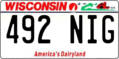 WI license plate 492NIG
