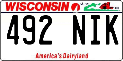 WI license plate 492NIK
