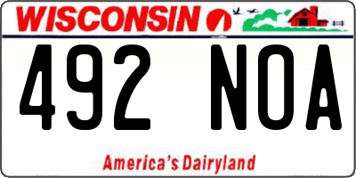 WI license plate 492NOA