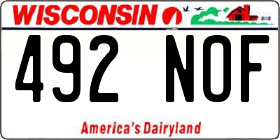 WI license plate 492NOF