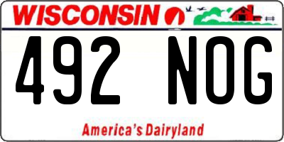 WI license plate 492NOG