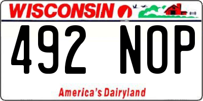WI license plate 492NOP