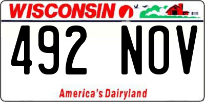 WI license plate 492NOV