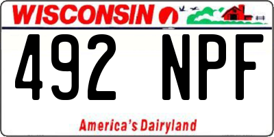 WI license plate 492NPF