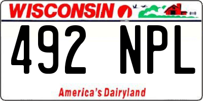 WI license plate 492NPL