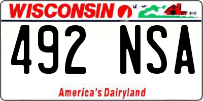 WI license plate 492NSA